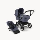 Bugaboo Donkey 5 Mono 2-in-1 stroller graphite base, stormy blue fabrics, stormy blue sun canopy