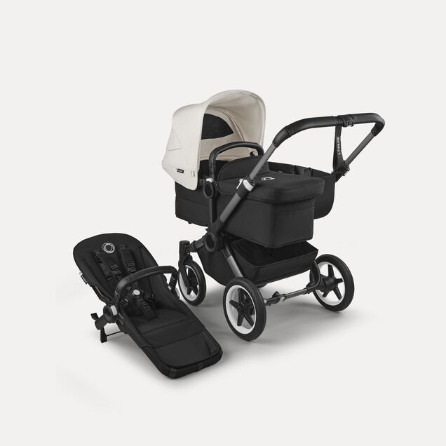 Bugaboo Donkey 5 Mono 2-in-1 stroller graphite base, midnight black fabrics, misty white sun canopy - Main Image Slide 1 of 12