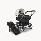 Bugaboo Donkey 5 Mono 2-in-1 stroller graphite base, midnight black fabrics, misty white sun canopy