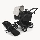 Bugaboo Donkey 6 2-in-1  stroller black base, misty white fabrics, misty white sun canopy