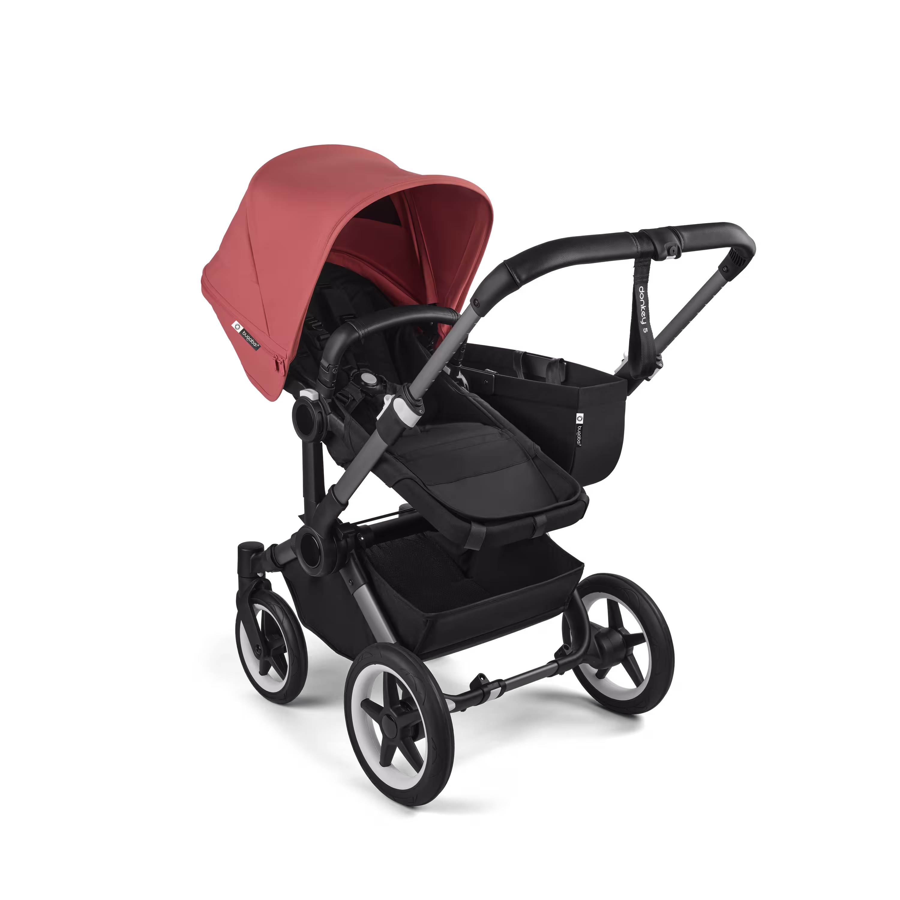Bugaboo Donkey 5 Mono 2-in-1 stroller graphite base, midnight black fabrics, sunrise red sun canopy - Main Modal Image Slide 2 of 11