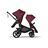 Side view of Bugaboo Kangaroo 2-in-1 tandem stroller with two seats, one facing parent and the other facing the world, with Dark Cherry fabrics and Dark Cherry sun canopies. - Thumbnail Slide 4 of 18