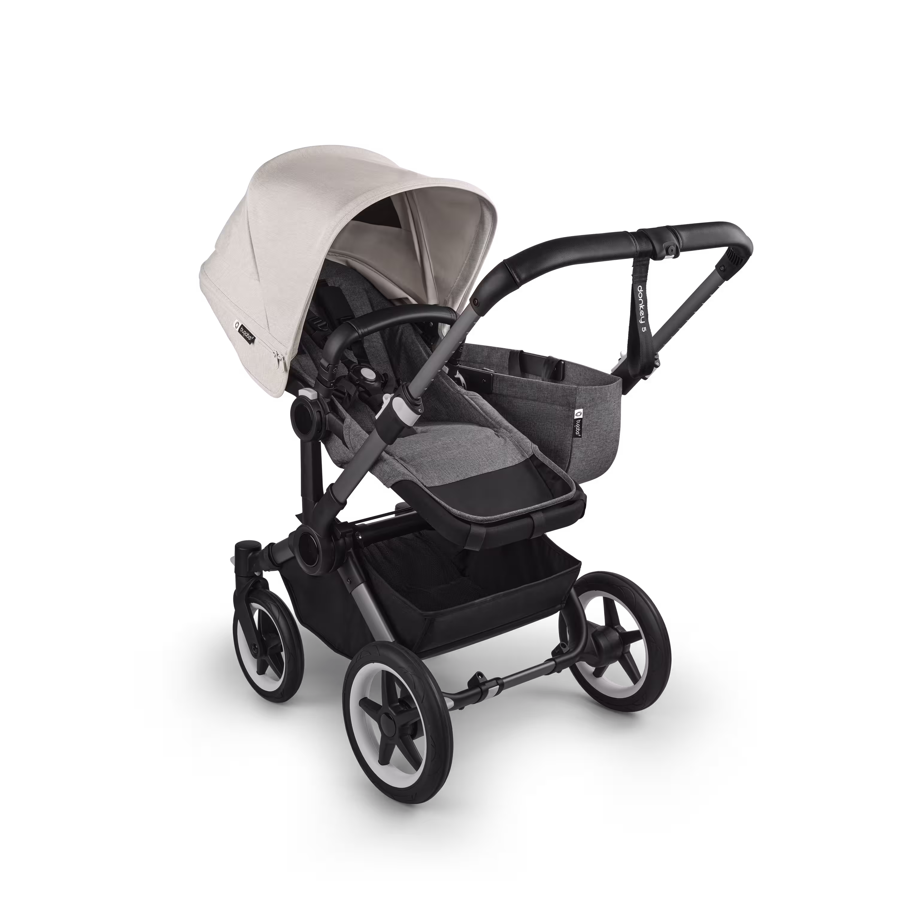 Bugaboo Donkey 5 Mono 2-in-1 stroller graphite base, grey mélange fabrics, misty white sun canopy - Main Modal Image Slide 2 of 11
