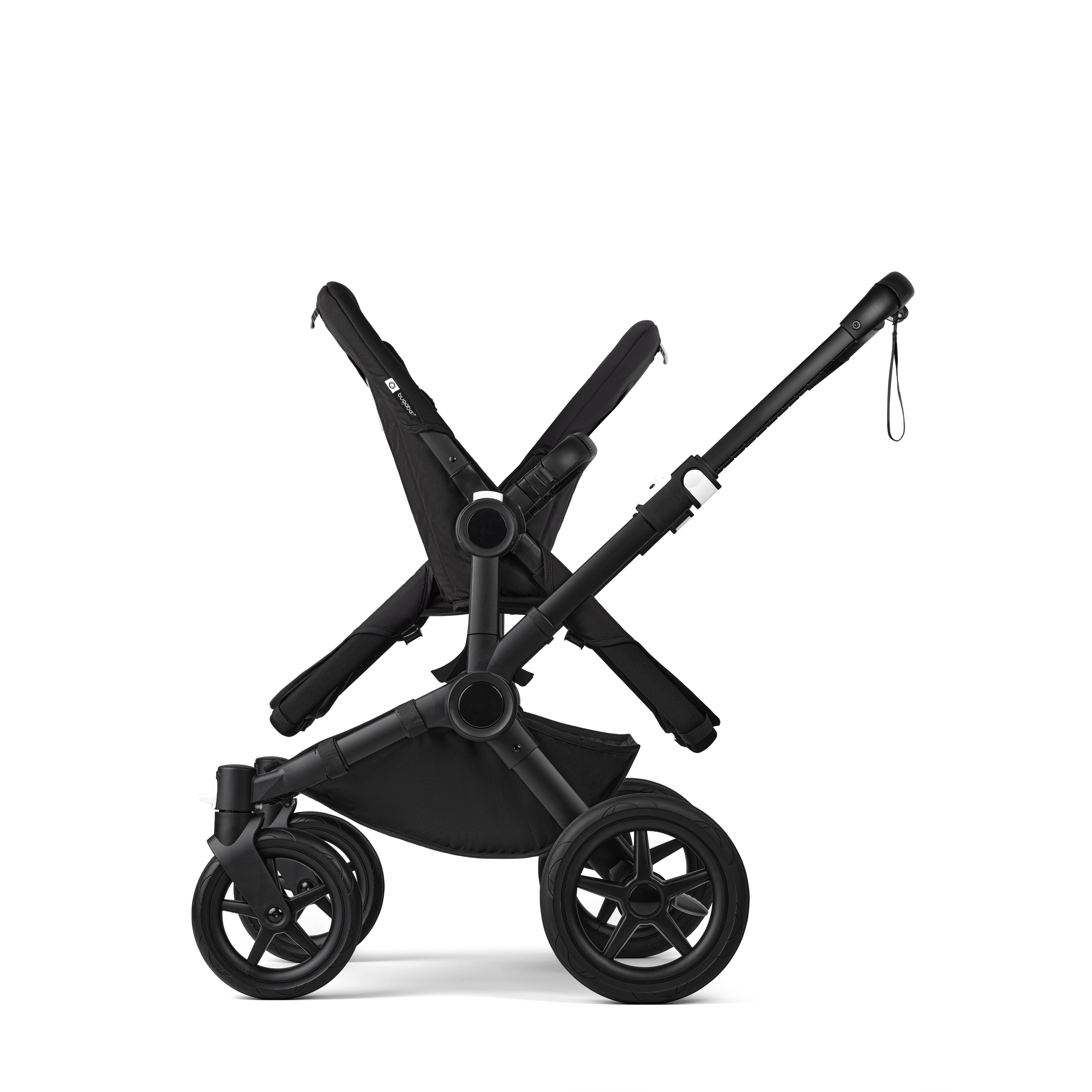 Bugaboo Donkey 5 twin stroller black base, midnight black fabrics, midnight black sun canopy - Thumbnail Slide 9 of 12