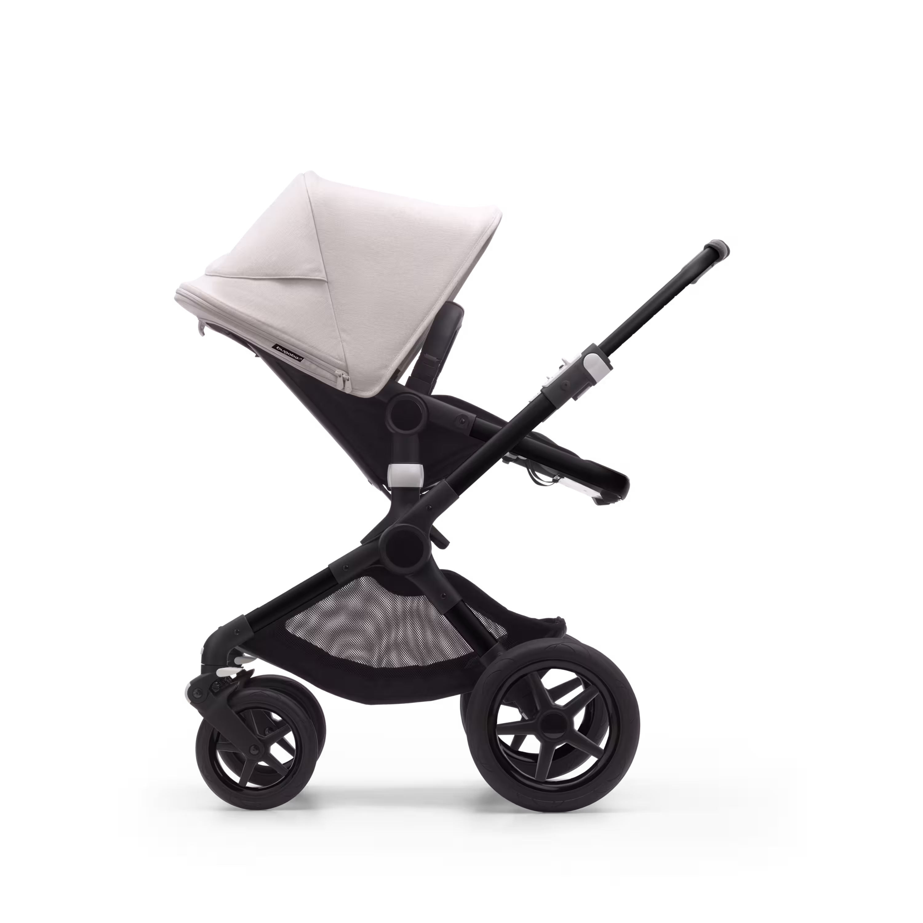 Bugaboo Fox 3 bassinet and seat stroller black base, midnight black fabrics, misty white sun canopy - Main Modal Image Slide 8 of 9