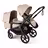 Bugaboo Kangaroo 2-in-1 tandem stroller with one seat above and one bassinet below, with Desert Taupe fabrics and Desert Taupe sun canopies. - Thumbnail Slide 3 of 18