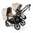 Bugaboo Kangaroo 2-in-1 tandem stroller with one seat above and one bassinet below, with Desert Taupe fabrics and Desert Taupe sun canopies. - Thumbnail Slide 3 of 18