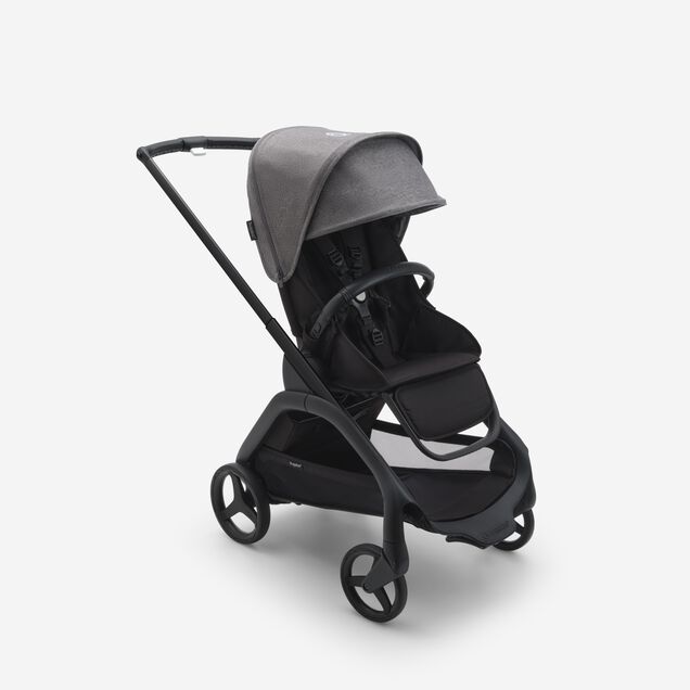 Passeggino Bugaboo Dragonfly con seduta e telaio black, tessuti midnight black e cappottina grey melange. - Main Image Slide 1 of 16