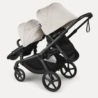 Bugaboo Kangaroo seat-only tandem black base, midnight black fabrics, misty white sun canopy