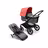 Bugaboo Fox 3 bassinet and seat stroller with black frame, grey melange fabrics, and red sun canopy. - Thumbnail Slide 5 of 7