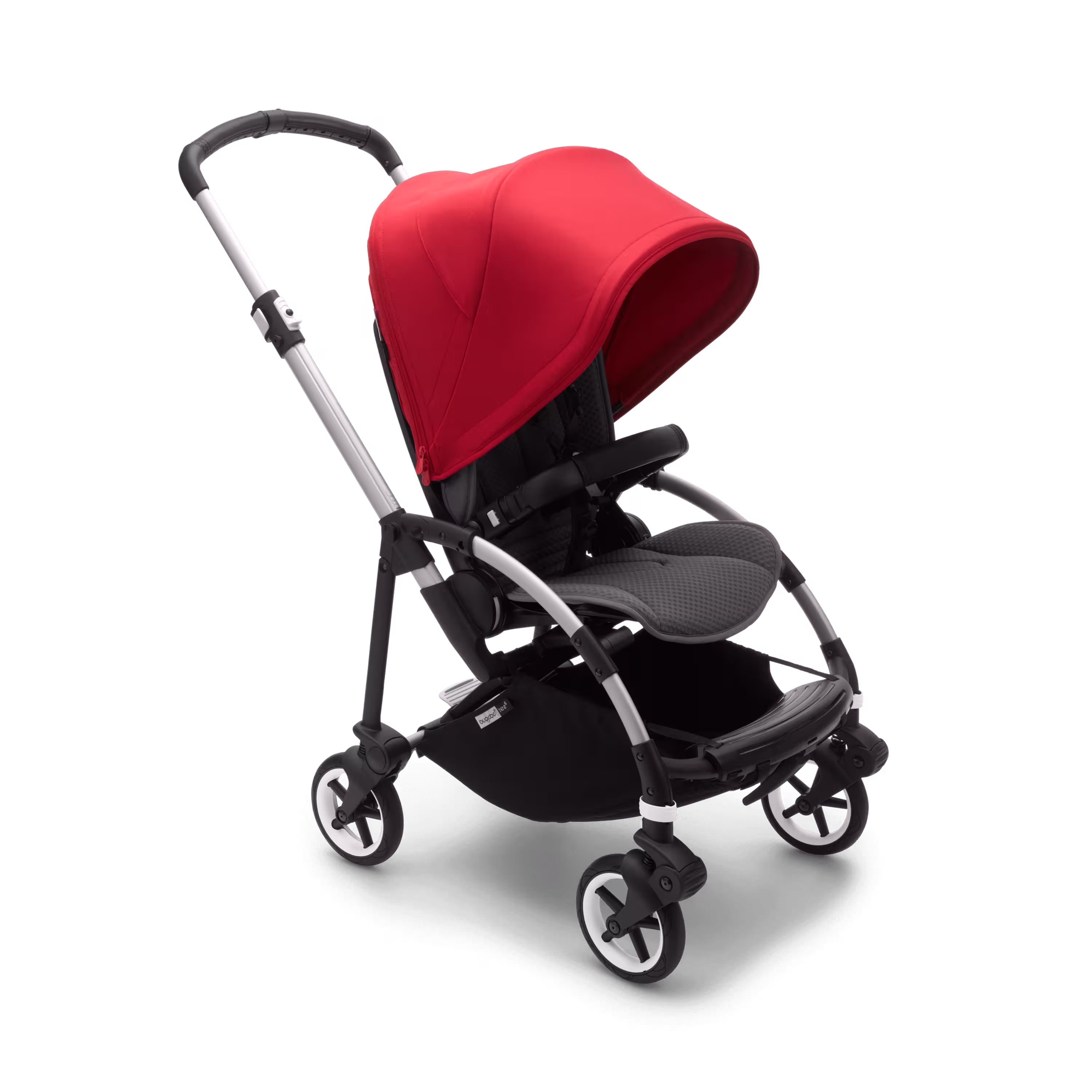 Bugaboo Bee 6 seat stroller red sun canopy, grey mélange fabrics, aluminium base - Main Modal Image Slide 1 of 2