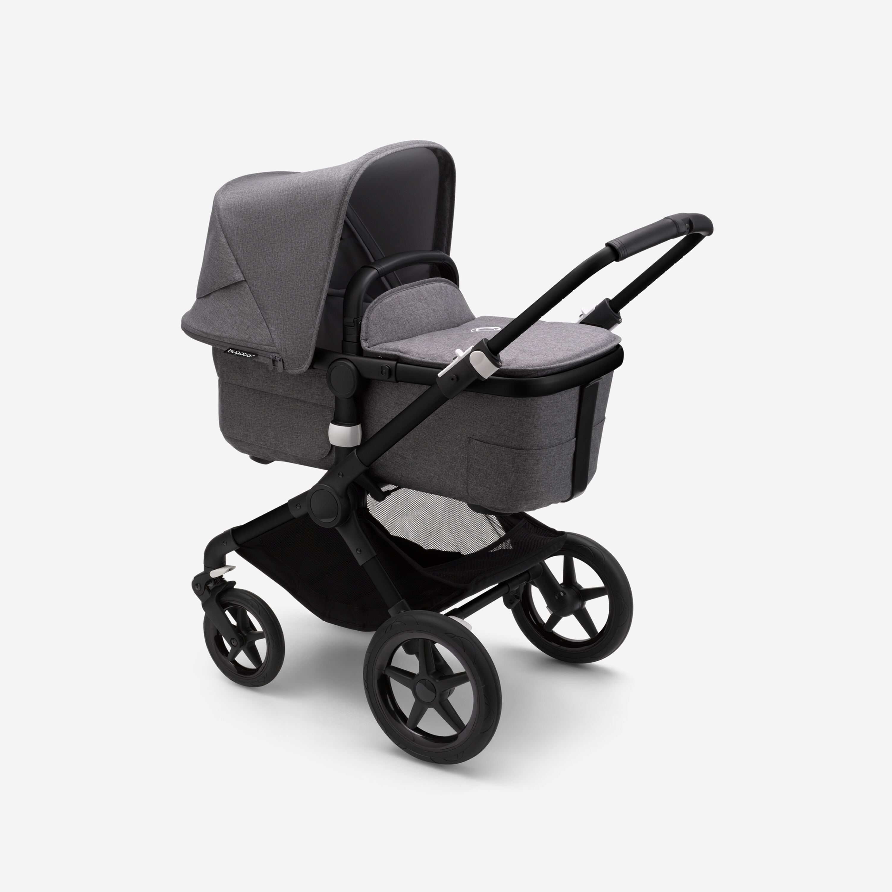 Bugaboo Fox 3 bassinet and seat stroller black base, grey melange fabrics, grey melange sun canopy - Main Modal Image Slide 2 of 7
