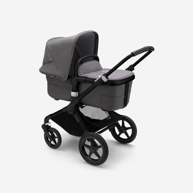 Bugaboo Fox 3 bassinet and seat stroller black base, grey melange fabrics, grey melange sun canopy - Main Image Slide 2 of 7