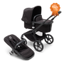 Bugaboo Fox 5 bassinet and seat pram with black chassis, midnight black fabrics and midnight black sun canopy. - Thumbnail Modal Image Slide 1 of 14