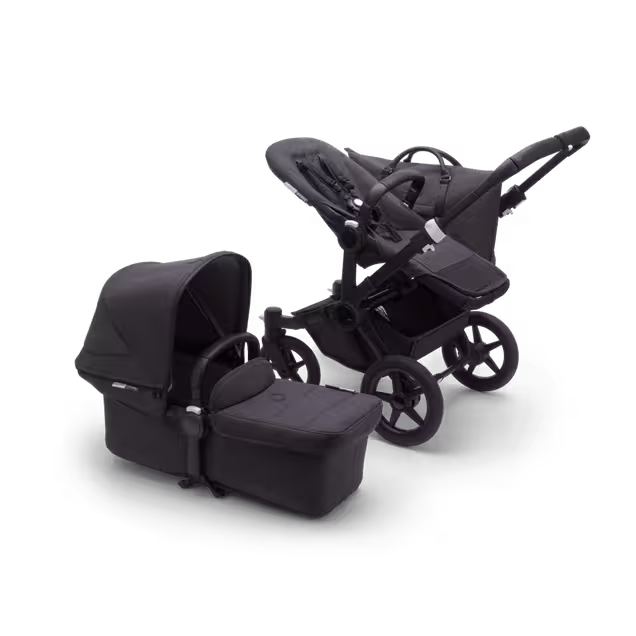 Bugaboo Donkey 3 Mono seat and carrycot pushchair mineral washed black sun canopy, mineral washed black fabrics, black base - Main Image Slide 3 of 7