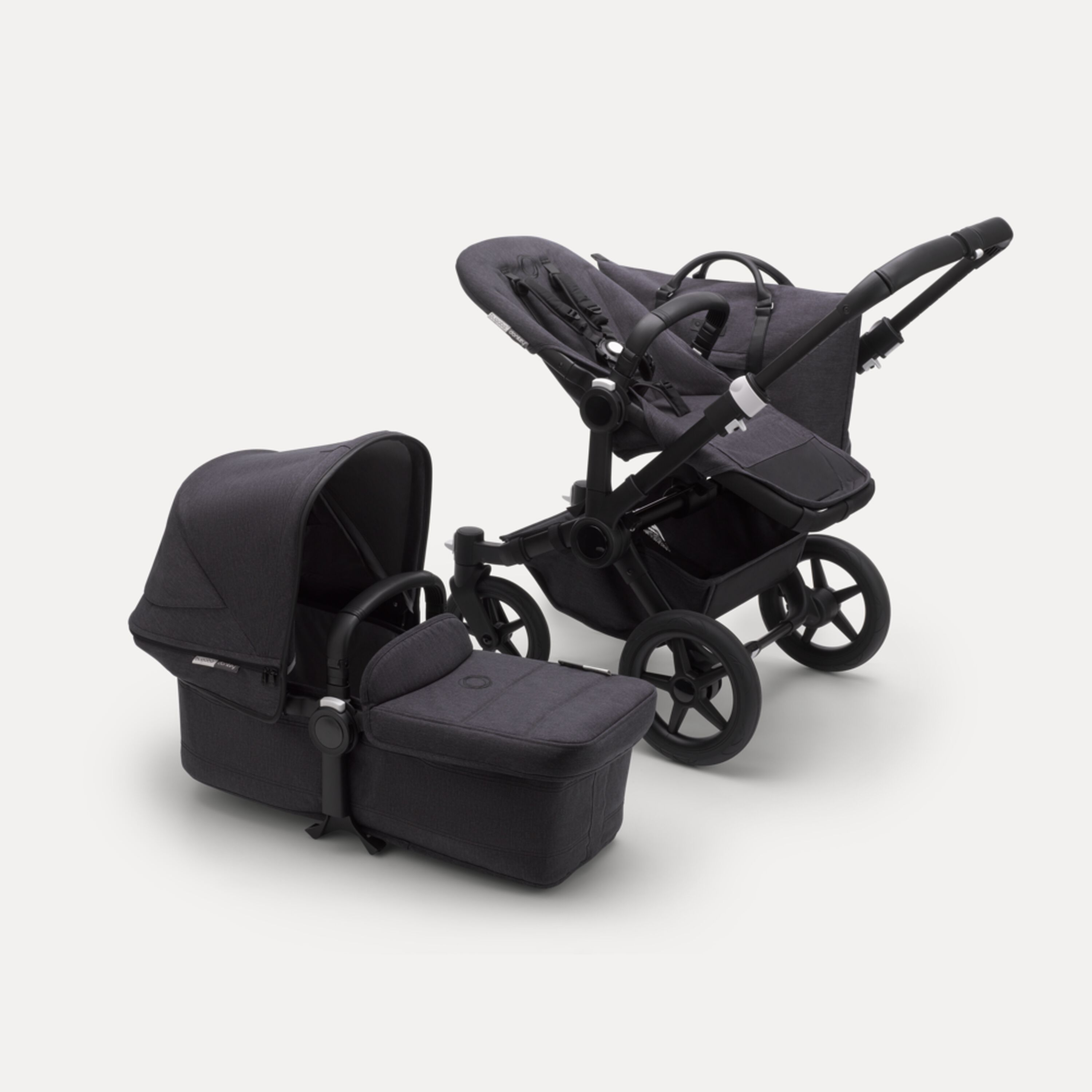 Bugaboo Donkey 3 Mono seat and carrycot pushchair mineral washed black sun canopy, mineral washed black fabrics, black base - Main Modal Image Slide 3 of 7