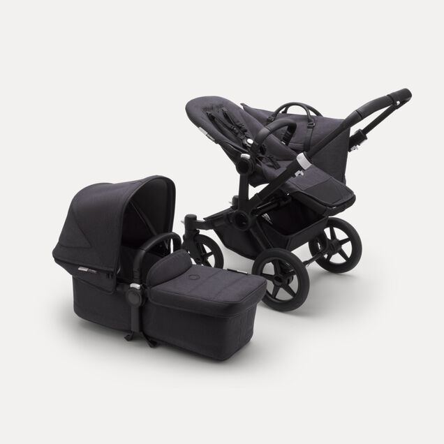 Bugaboo Donkey 3 Mono seat and carrycot pushchair mineral washed black sun canopy, mineral washed black fabrics, black base - Main Image Slide 3 of 7