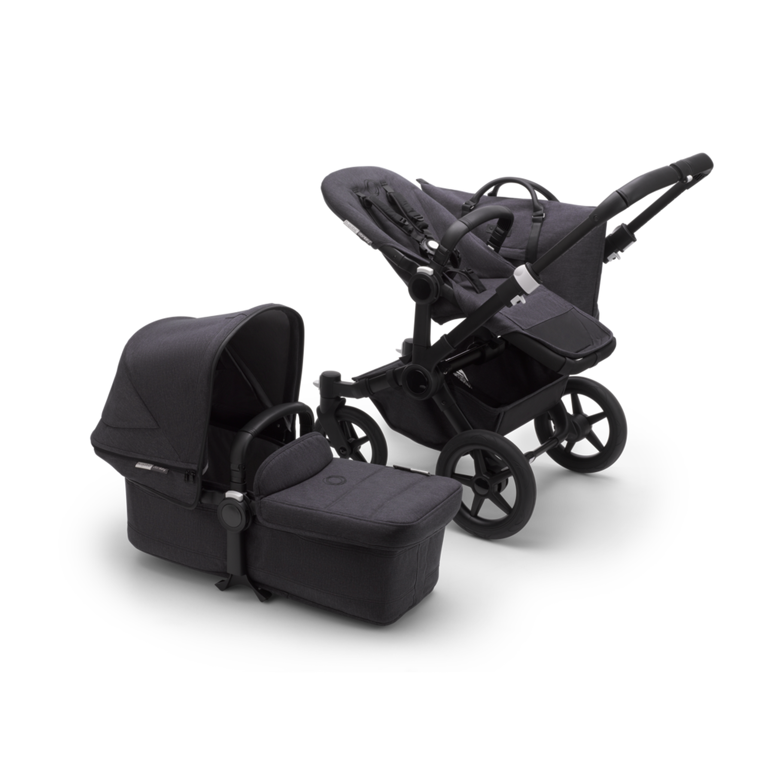 Bugaboo Donkey 3 Mono seat and carrycot pushchair mineral washed black sun canopy, mineral washed black fabrics, black base - Thumbnail Slide 3 of 7