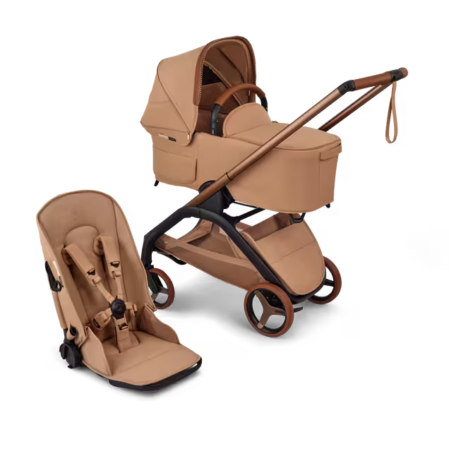Bugaboo x Stella McCartney Dragonfly Plus 2-in-1 pushchair tobacco brown base, tobacco brown fabrics, tobacco brown sun canopy - Main Image Slide 1 of 12