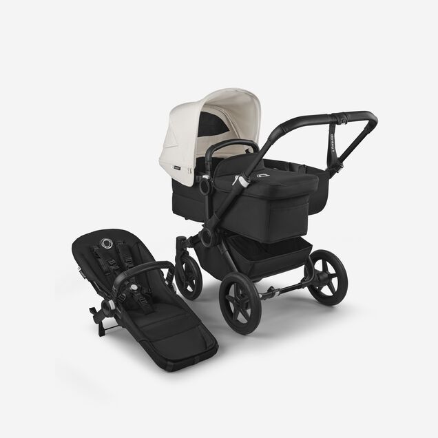 Bugaboo Donkey 5 Mono 2-in-1 stroller black base, midnight black fabrics, misty white sun canopy - Main Image Slide 1 of 12