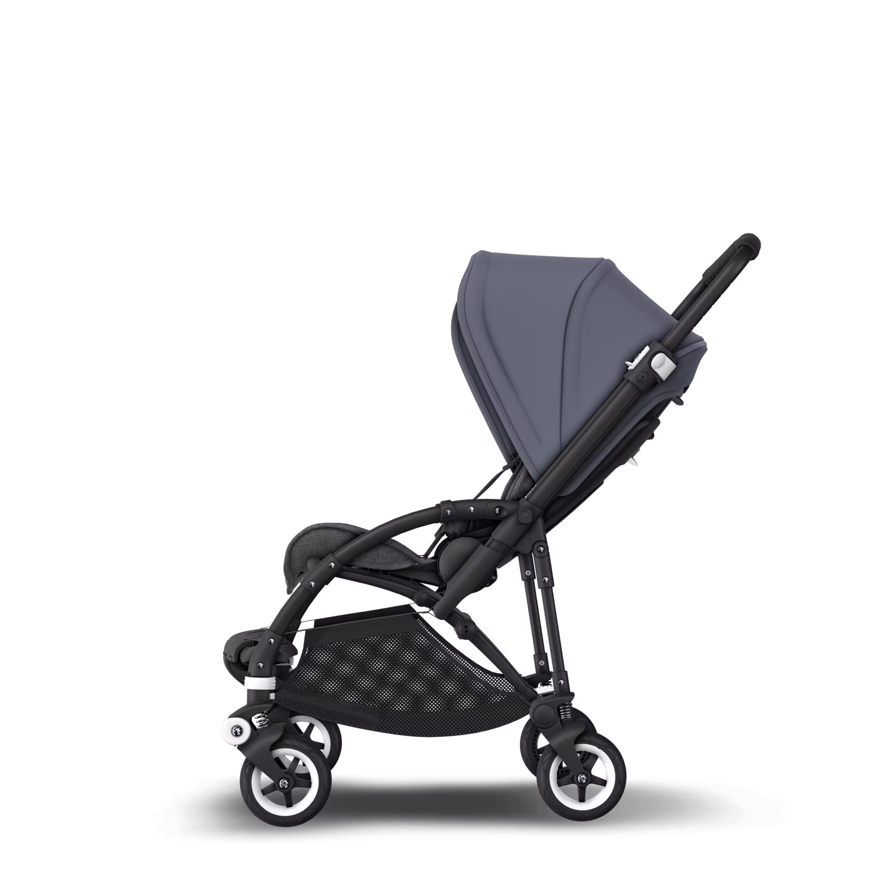 Bugaboo Bee 5 seat and bassinet stroller steel blue sun canopy, grey melange fabrics, black base - Main Modal Image Slide 4 of 6