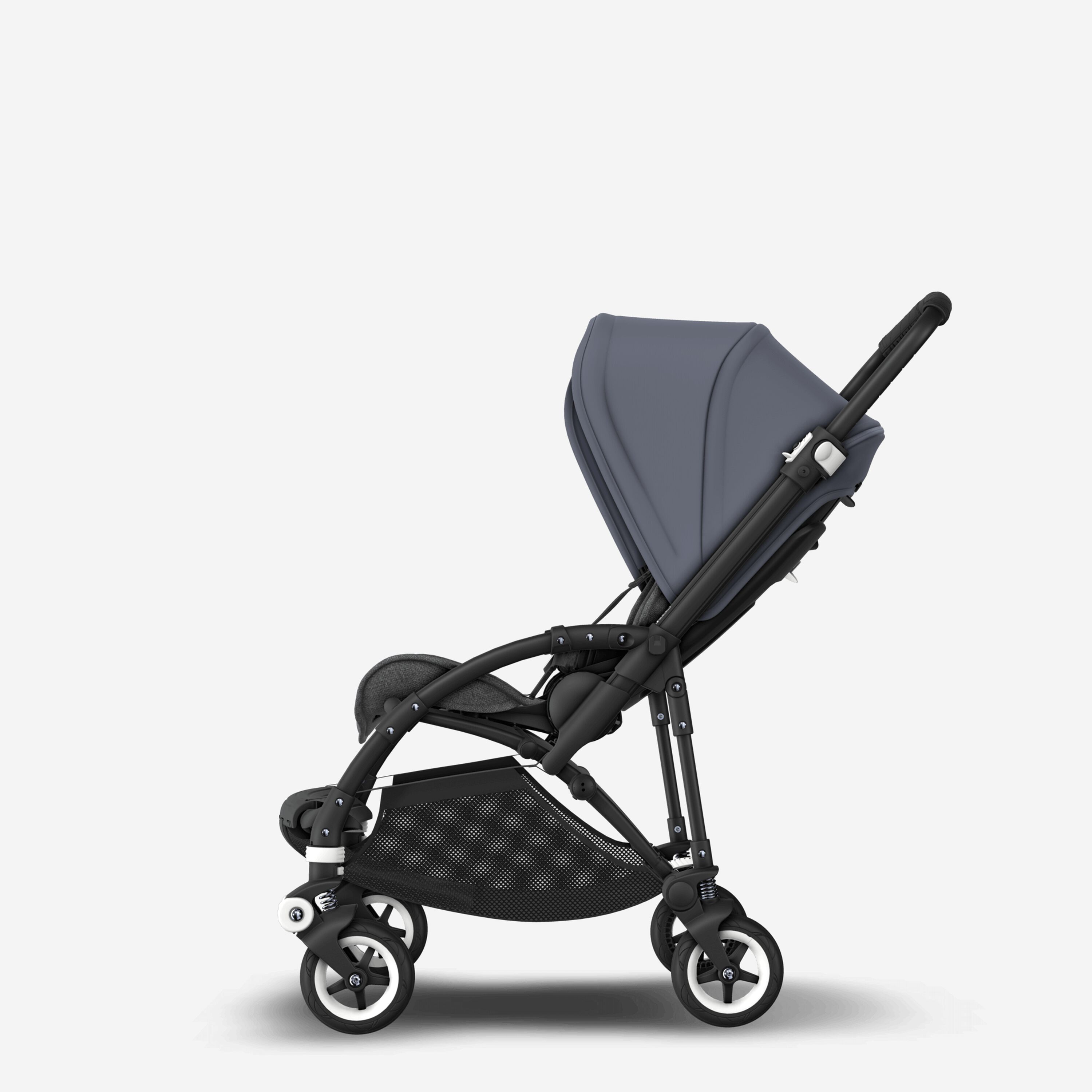 Bugaboo Bee 5 seat and bassinet stroller steel blue sun canopy, grey melange fabrics, black base - Main Modal Image Slide 4 of 6