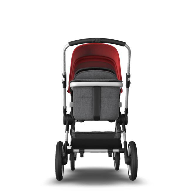 Bugaboo Fox 2 seat and carrycot pushchair red sun canopy, grey melange fabrics, aluminium base - Main Image Slide 3 of 10
