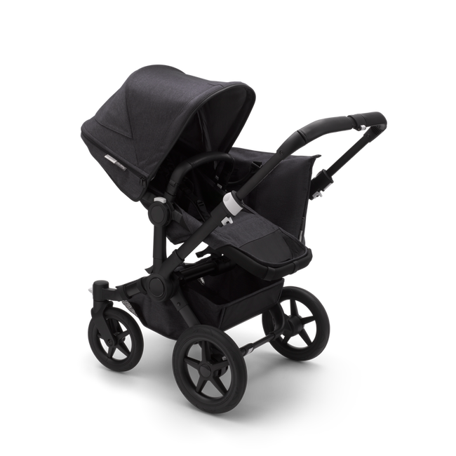 Bugaboo Donkey 3 Mono seat and carrycot pushchair mineral washed black sun canopy, mineral washed black fabrics, black base