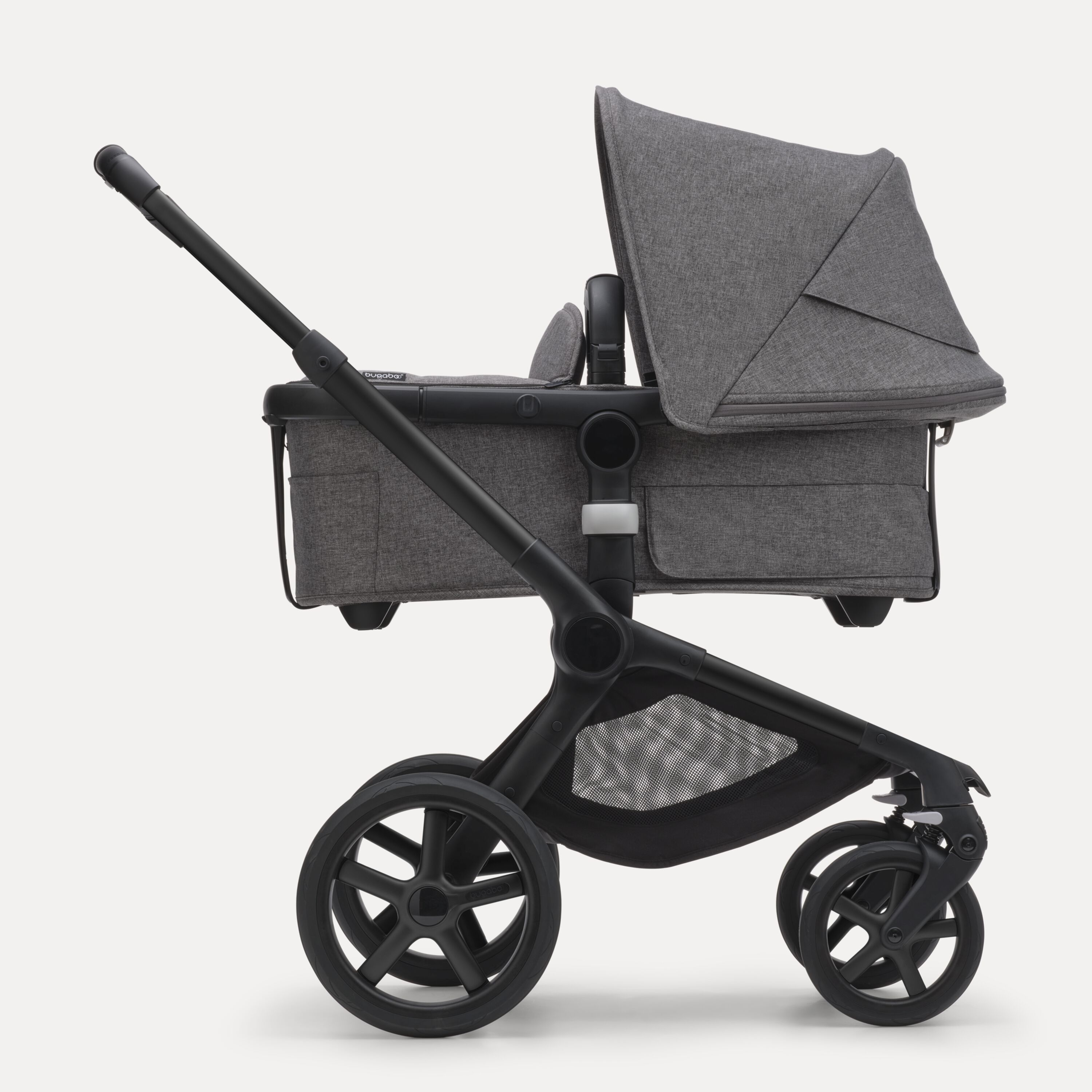 Bugaboo Fox 5 bassinet and seat stroller black base, grey melange fabrics, grey melange sun canopy - Main Modal Image Slide 2 of 8