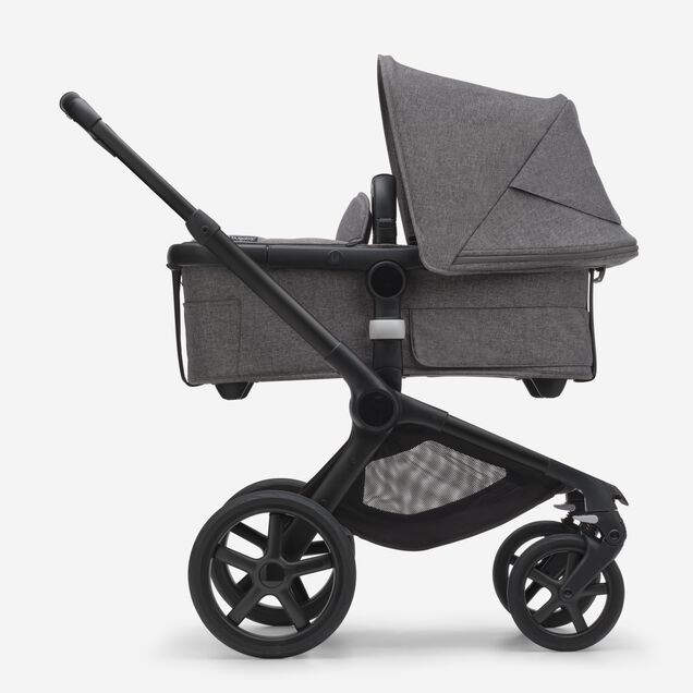 Bugaboo Fox 5 bassinet and seat stroller black base, grey melange fabrics, grey melange sun canopy - Main Image Slide 2 van 8