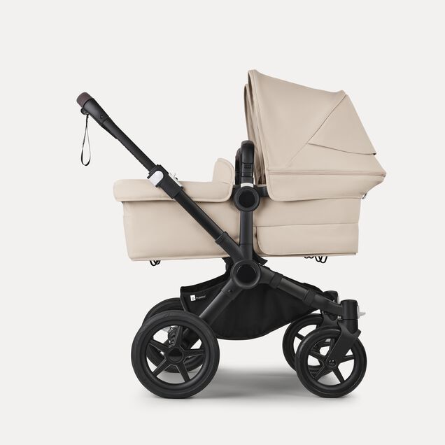 Bugaboo Donkey 5 twin pushchair black base, desert taupe fabrics, desert taupe sun canopy - Main Image Slide 2 of 12