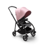 Bugaboo Bee 6 seat stroller soft pink sun canopy, grey mélange fabrics, black base