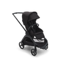 Bugaboo Dragonfly seat stroller with black chassis, midnight black fabrics and midnight black sun canopy.