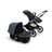 Bugaboo Fox 3 bassinet and seat stroller with black frame, grey fabrics, and stormy blue sun canopy. - Thumbnail Slide 6 of 7
