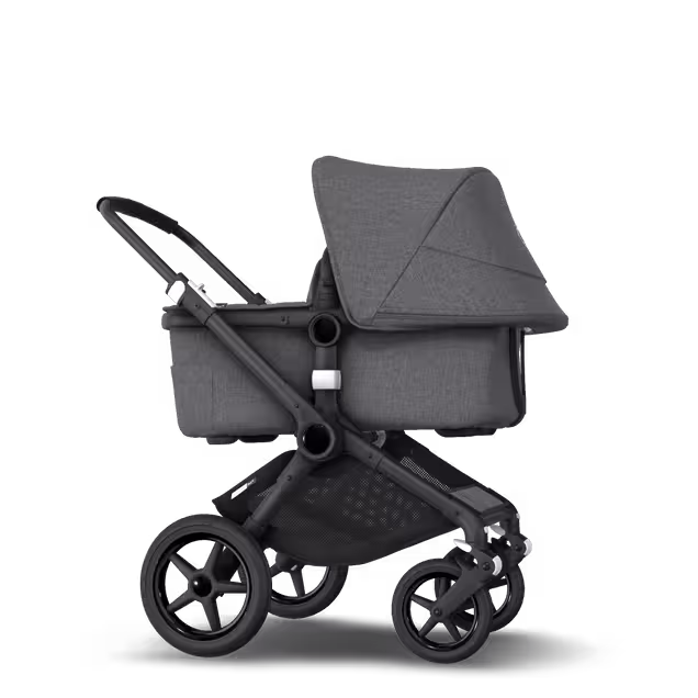 Bugaboo Fox 2 seat and bassinet stroller grey melange sun canopy, grey melange fabrics, black chassis - Main Image Slide 7 van 10