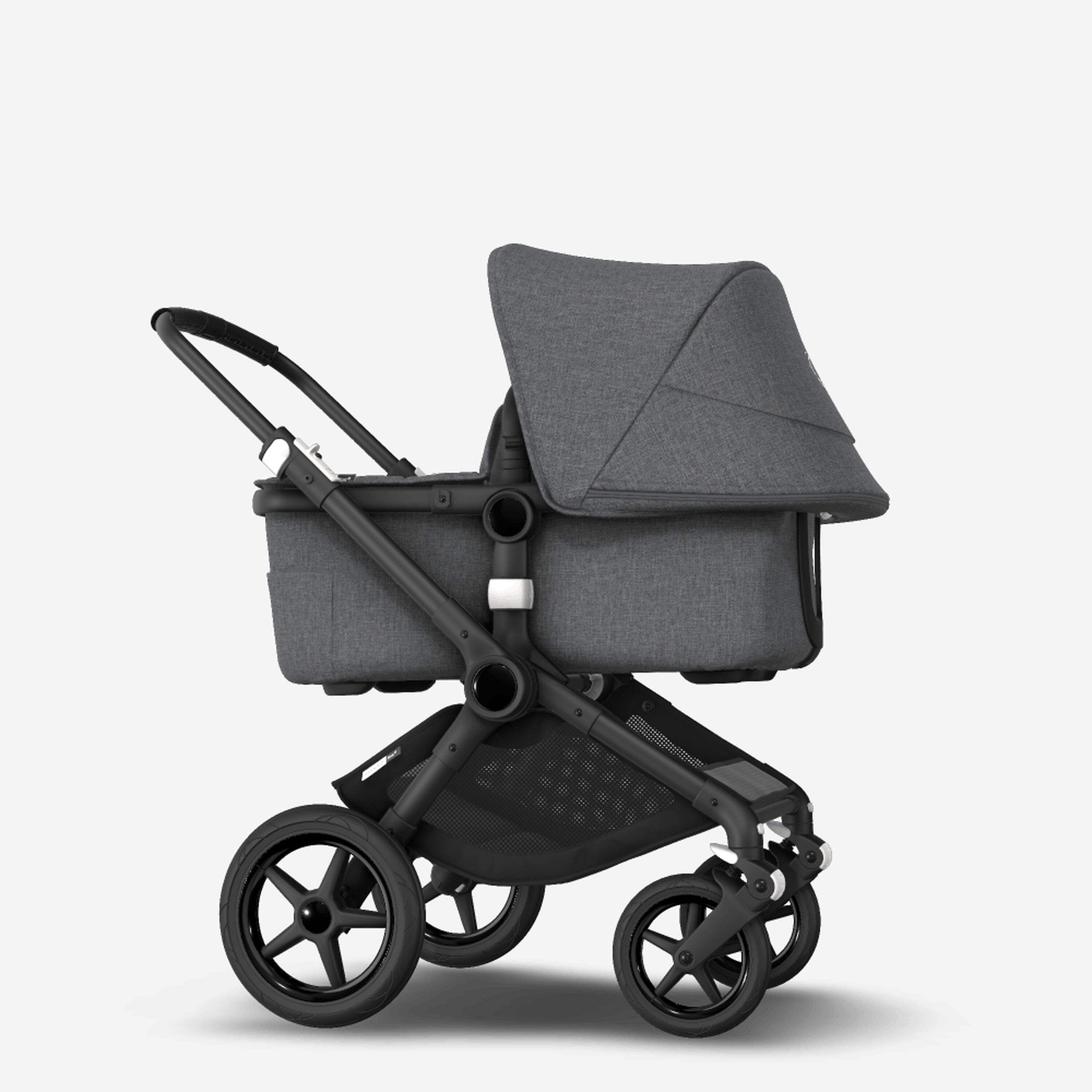 Bugaboo Fox 2 seat and bassinet stroller grey melange sun canopy, grey melange fabrics, black chassis - Main Modal Image Slide 7 van 10