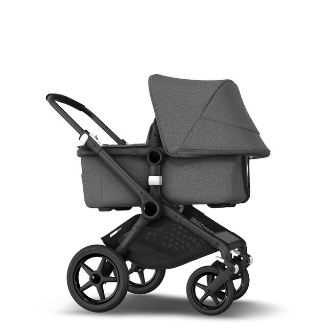 Bugaboo Fox 2 seat and bassinet stroller grey melange sun canopy, grey melange fabrics, black chassis - Main Image Slide 7 of 10