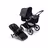 Bugaboo Fox 3 bassinet and seat stroller with black frame, grey fabrics, and stormy blue sun canopy. - Thumbnail Slide 5 of 7