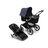Bugaboo Fox 3 bassinet and seat stroller with black frame, grey fabrics, and stormy blue sun canopy. - Thumbnail Slide 5 of 7