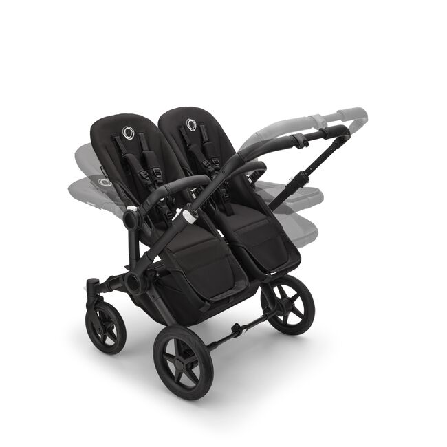 Bugaboo Donkey 5 Duo bassinet and seat stroller black base, mineral taupe fabrics, mineral taupe sun canopy - Main Image Slide 6 van 10