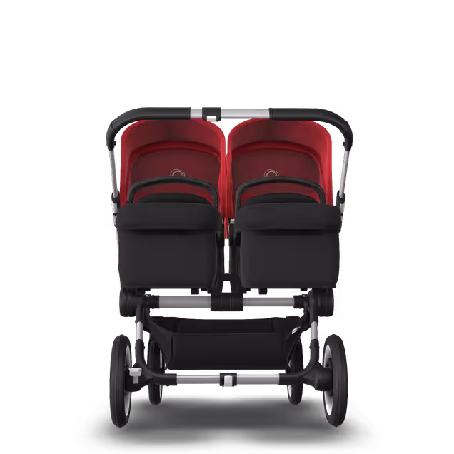 Bugaboo Donkey 3 Twin seat and bassinet stroller red sun canopy, black fabrics, aluminium base - Main Image Slide 3 of 9