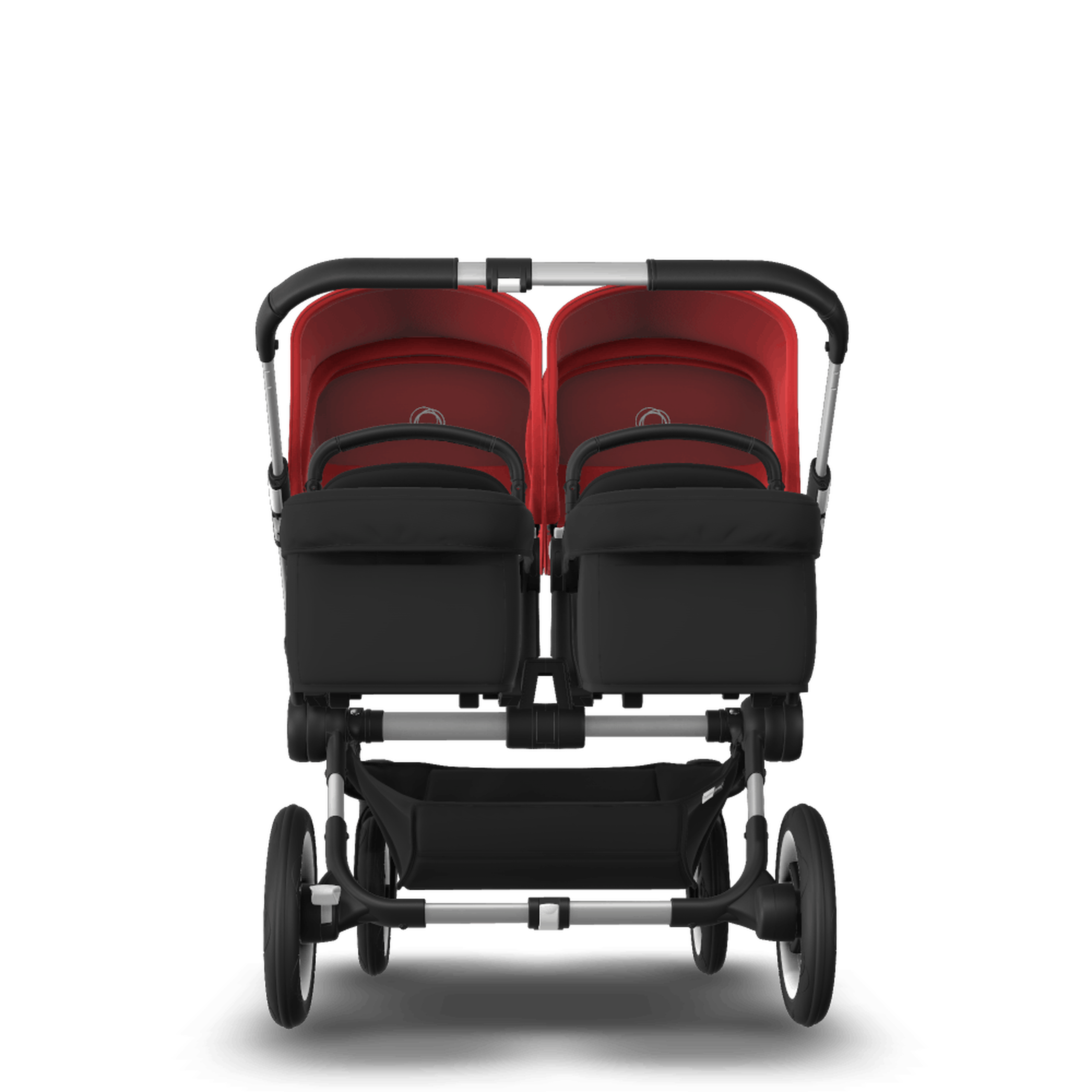 Bugaboo Donkey 3 Twin seat and bassinet stroller red sun canopy, black fabrics, aluminium base - Thumbnail Slide 3 of 9