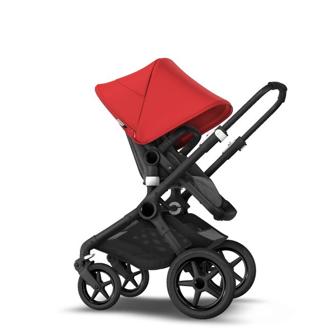 Fox 2 Seat and Bassinet Stroller Red sun canopy, Grey Melange style set, Black chassis - Main Image Slide 7 of 8