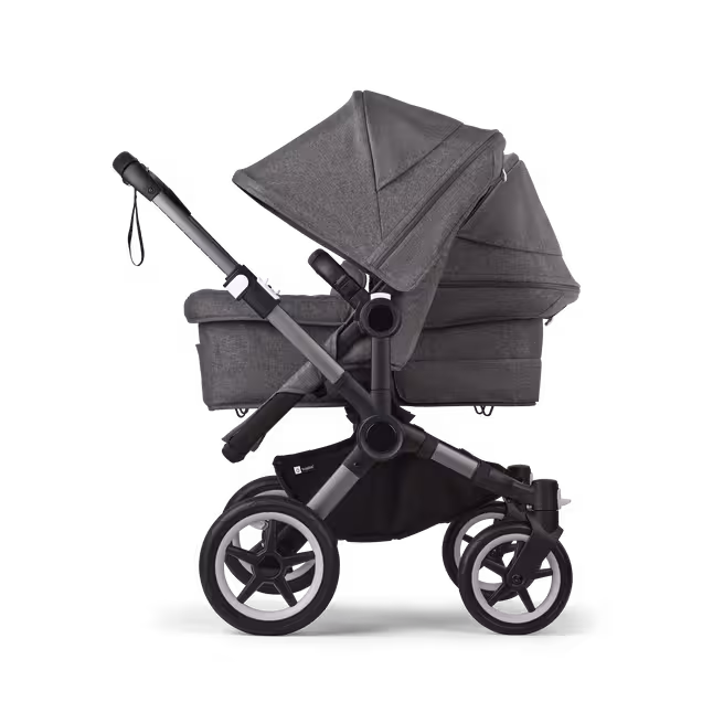 Bugaboo Donkey 5 Duo double stroller graphite base, grey mélange fabrics, grey mélange sun canopy - Main Image Slide 2 of 11
