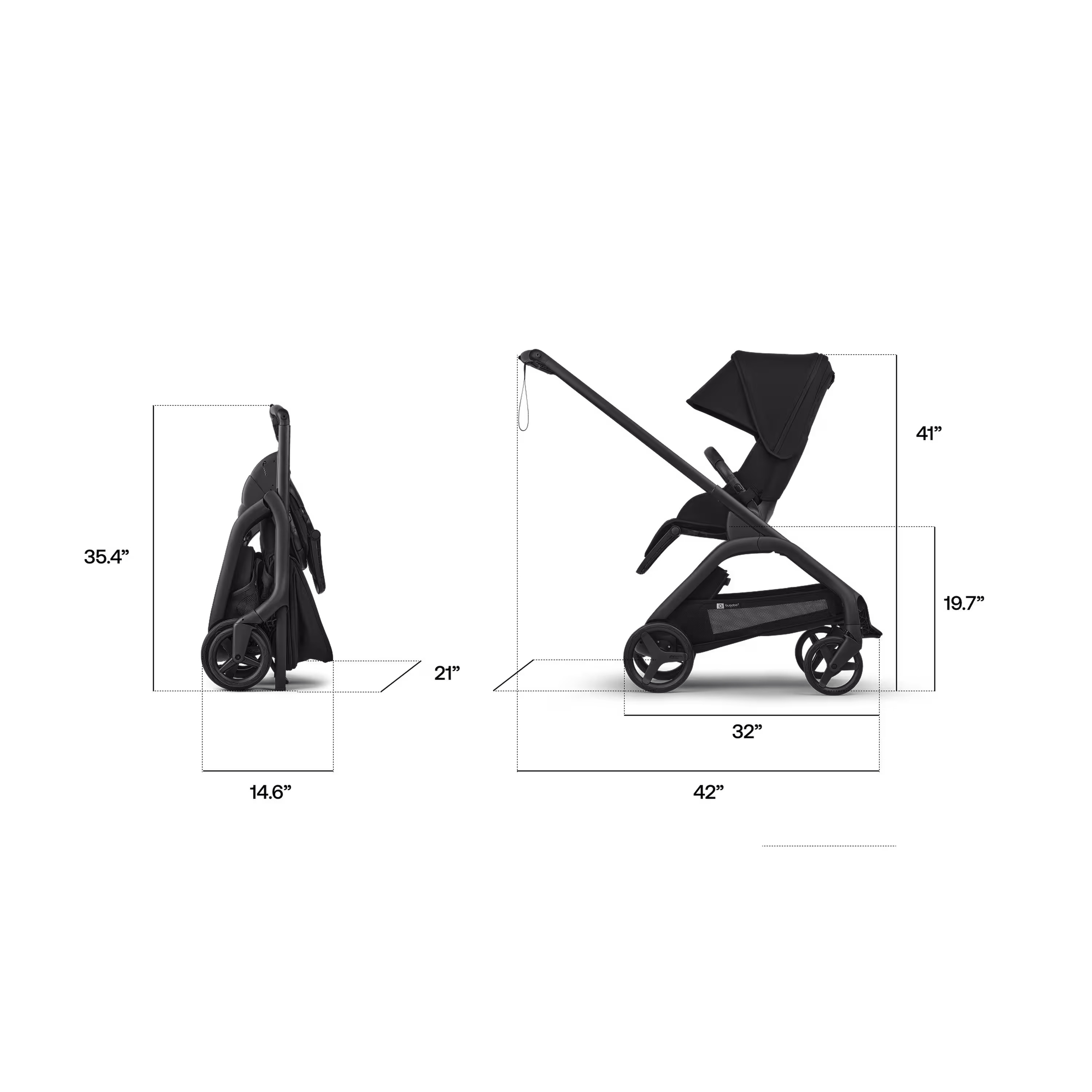 Bugaboo Dragonfly Plus seat stroller black base, desert taupe fabrics, desert taupe sun canopy  - Main Modal Image Slide 5 of 11