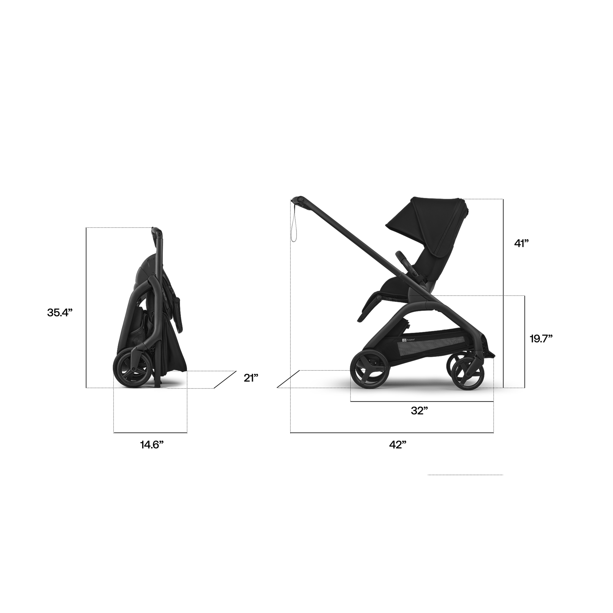 Bugaboo Dragonfly Plus seat stroller black base, desert taupe fabrics, desert taupe sun canopy  - Thumbnail Slide 5 of 11