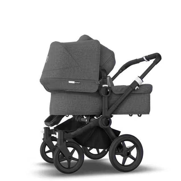 Bugaboo Donkey 3 Duo travel system grey melange sun canopy, grey melange fabrics, black base - Main Image Slide 5 of 14