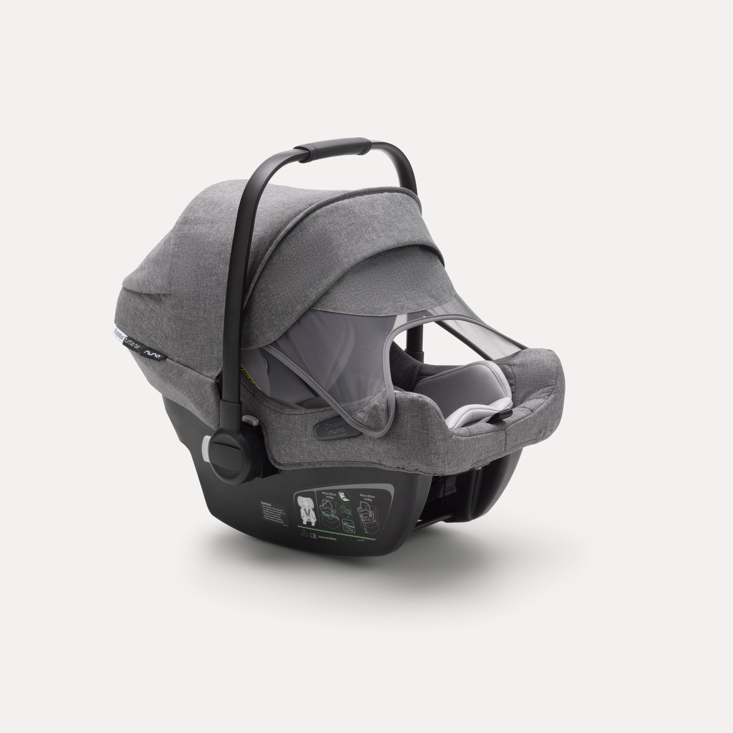 Bugaboo Bee 5 travel system grey melange sun canopy, grey melange fabrics, aluminium base - Main Modal Image Slide 12 of 18