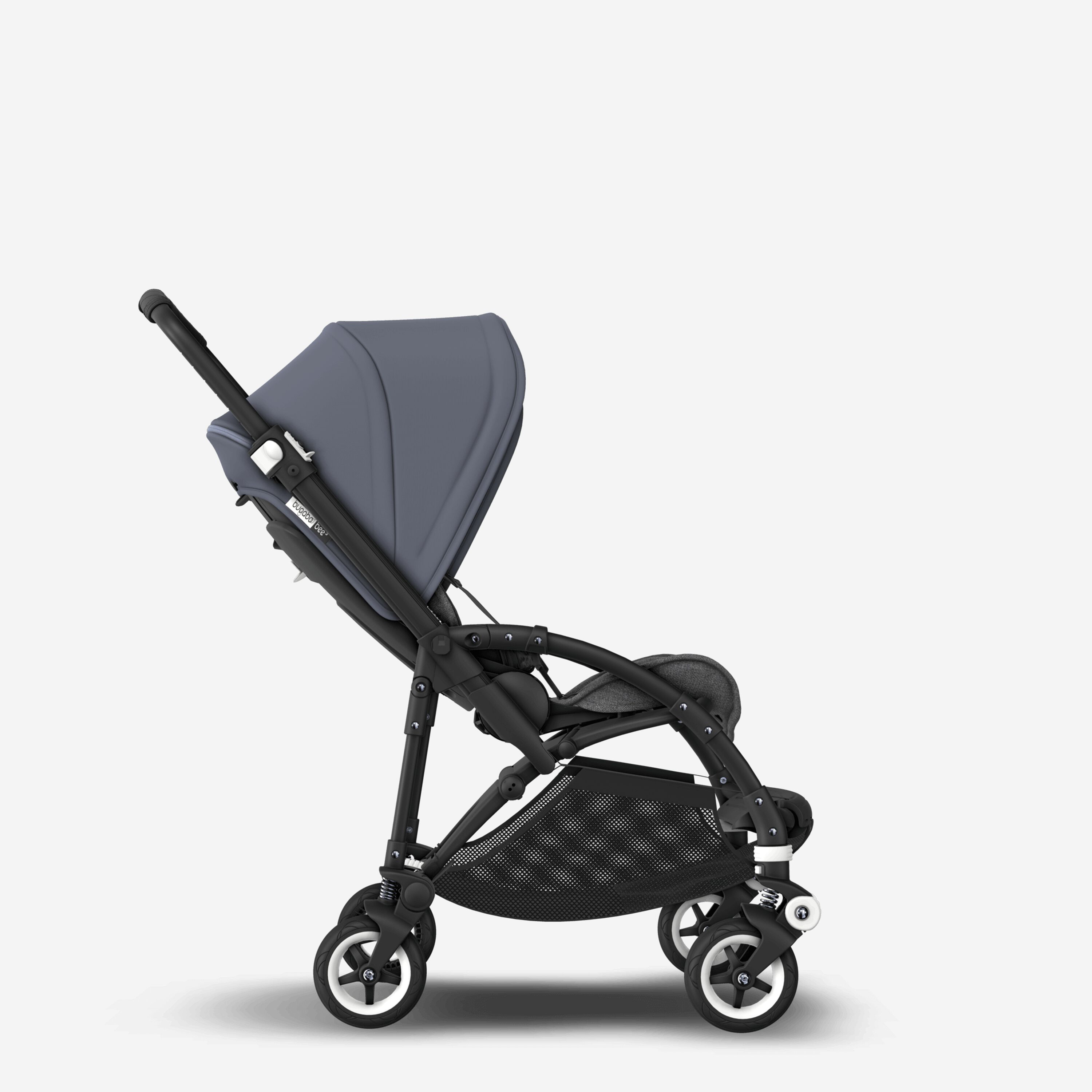 Bugaboo Bee 5 seat and bassinet stroller steel blue sun canopy, grey melange fabrics, black base - Main Modal Image Slide 3 of 6
