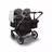 Bugaboo Donkey 5 twin stroller graphite base, midnight black fabrics, misty white sun canopy - Thumbnail Slide 1 of 12
